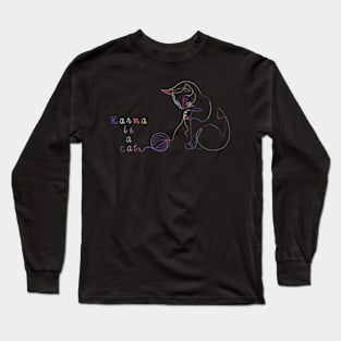 Karma is a cat :: Line art Long Sleeve T-Shirt